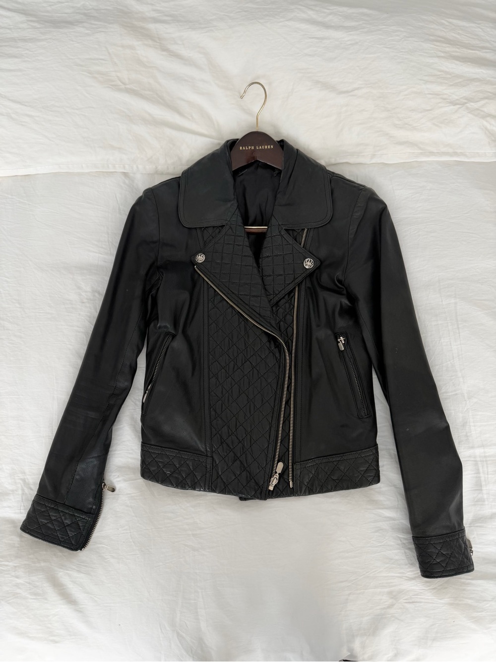 Custom Made Black Quilted Leather Biker Jacket